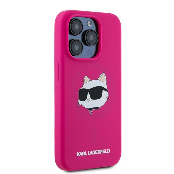 Kryt Karl Lagerfeld KLHMP15LSCHPPLF Apple iPhone 15 Pro hardcase Silicone Choupette Head MagSafe fuschia