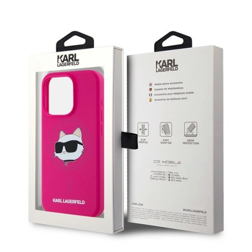 Etui Karl Lagerfeld KLHMP15LSCHPPLF Apple iPhone 15 Pro hardcase Silicone Choupette Head MagSafe różowy/fuschia