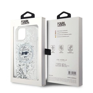 Etui Karl Lagerfeld KLHMP15MLGCHSGH Apple iPhone 15 Plus / 14 Plus hardcase Liquid Glitter Choupette Head Magsafe transparent
