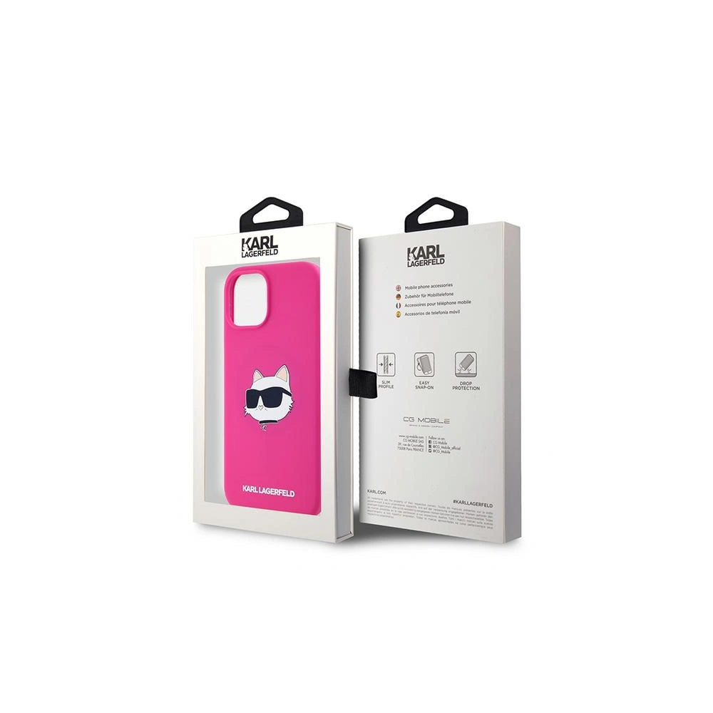 Hurtownia GSM - Etui Karl Lagerfeld KLHMP15MSCHPPLF Apple iPhone 15 Plus / 14 Plus hardcase Silicone Choupette Head MagSafe růžový/fuchsie - KLD2084 - {ean13} - Hurt