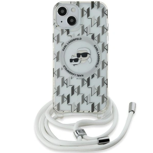 Etui Karl Lagerfeld KLHMP15SHCKCKLCT Apple iPhone 15 / 14 / 13 hardcase IML Crossbody Monogram Karl & Choupette Head MagSafe transparent