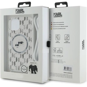 Hurtownia GSM - Case Karl Lagerfeld KLHMP15SHCKCKLCT Apple iPhone 15 / 14 / 13 Hardcase IML Crossbody Monogram Karl & Choupette Head MagSafe transparent - KLD2086 - {ean13} - Hurt