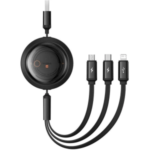 Hurtownia GSM - Kabel 3w1 Baseus Free2Draw USB-A / micro USB, Lightning, USB-C 3.5A 1.1m schwarz - BSU4900 - {ean13} - Hurt