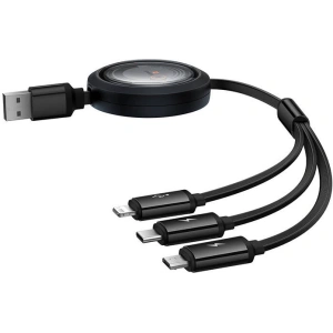 Hurtownia GSM - Kabel 3w1 Baseus Free2Draw USB-A / micro USB, Lightning, USB-C 3.5A 1.1m schwarz - BSU4900 - {ean13} - Hurt