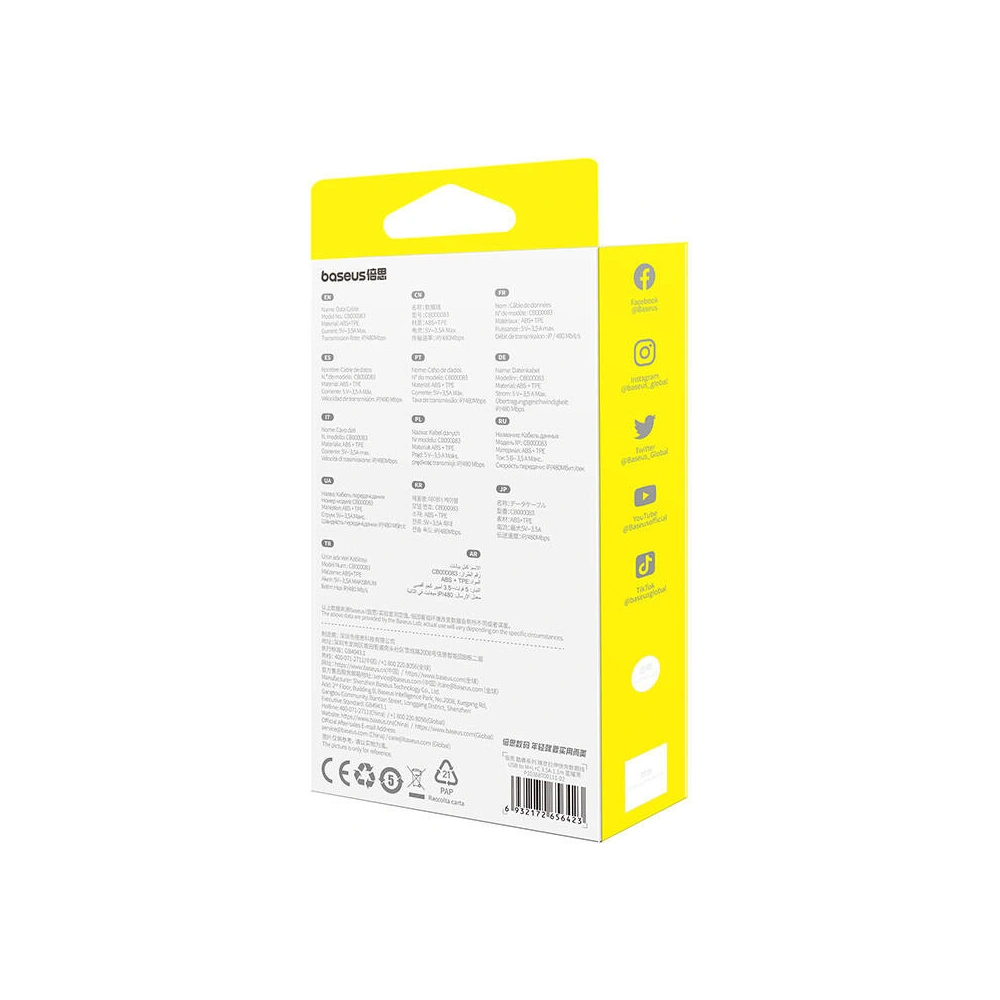 Hurtownia GSM - Kabel 3w1 Baseus Free2Draw USB-A / micro USB, Lightning, USB-C 3.5A 1.1m černý - BSU4900 - {ean13} - Hurt