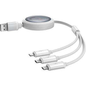 Hurtownia GSM - Kabel 3w1 Baseus Free2Draw USB-A / micro USB, Lightning, USB-C 3.5A 1.1m weiß - BSU4901 - {ean13} - Hurt