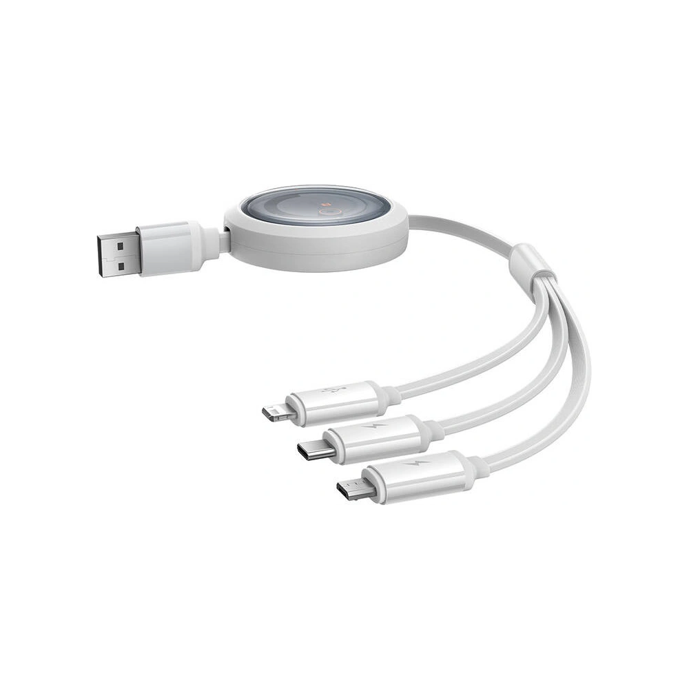 Hurtownia GSM - Kabel 3w1 Baseus Free2Draw USB-A / micro USB, Lightning, USB-C 3.5A 1.1m biały - BSU4901 - {ean13} - Hurt