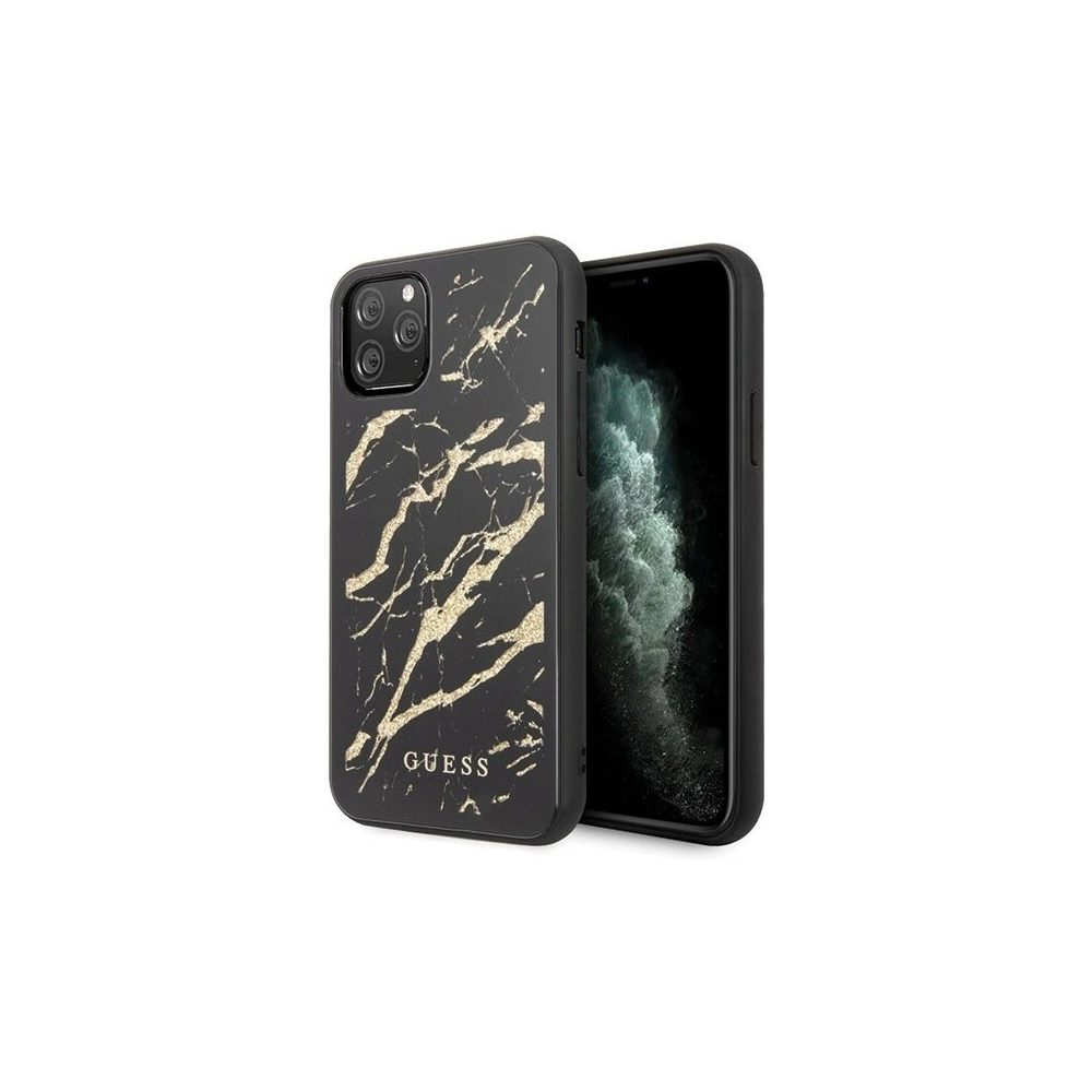 Etui Guess GUHCN65MGGBK Apple iPhone 11 Pro Max czarny/black hard case Glitter Marble Glass