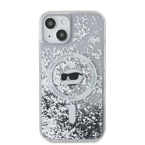 Etui Karl Lagerfeld KLHMP15SLGCHSGH Apple iPhone 15 / 14 / 13 hardcase Liquid Glitter Choupette Head Magsafe transparent