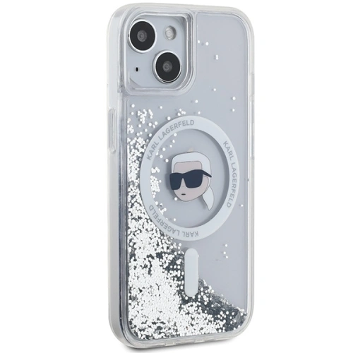 Etui Karl Lagerfeld KLHMP15SLGKISGH Apple iPhone 15 / 14 / 13 hardcase Liquid Glitter Karl Head Magsafe transparent