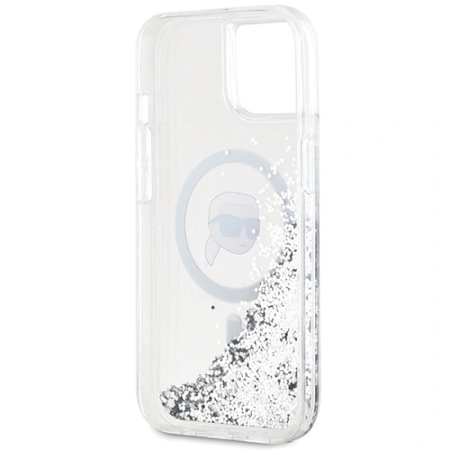 Etui Karl Lagerfeld KLHMP15SLGKISGH Apple iPhone 15 / 14 / 13 hardcase Liquid Glitter Karl Head Magsafe transparent