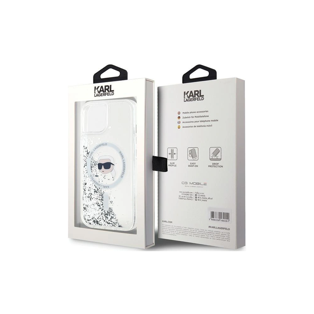 Hurtownia GSM - Case Karl Lagerfeld KLHMP15SLGKISGH Apple iPhone 15 / 14 / 13 Hardcase Liquid Glitter Karl Head Magsafe transparent - KLD2089 - {ean13} - Hurt