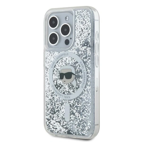Etui Karl Lagerfeld KLHMP15XLGKISGH Apple iPhone 15 Pro Max hardcase Liquid Glitter Karl Head Magsafe transparent