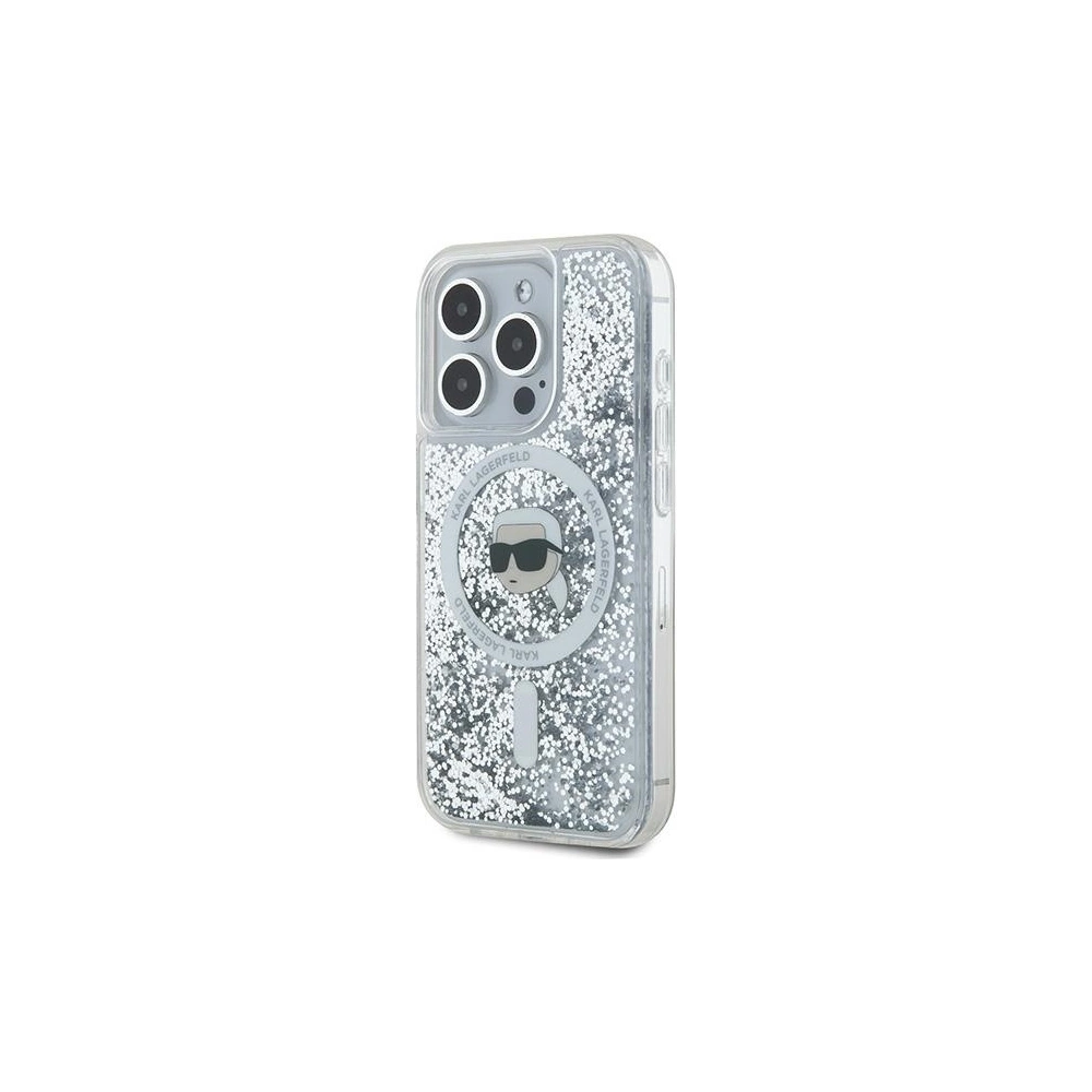 Wholesale Karl Lagerfeld KLHMP15XLGKISGH Apple iPhone 15 Pro Max hardcase Liquid Glitter Karl Head Magsafe transparent - KLD2095 - {ean13} - Hurt