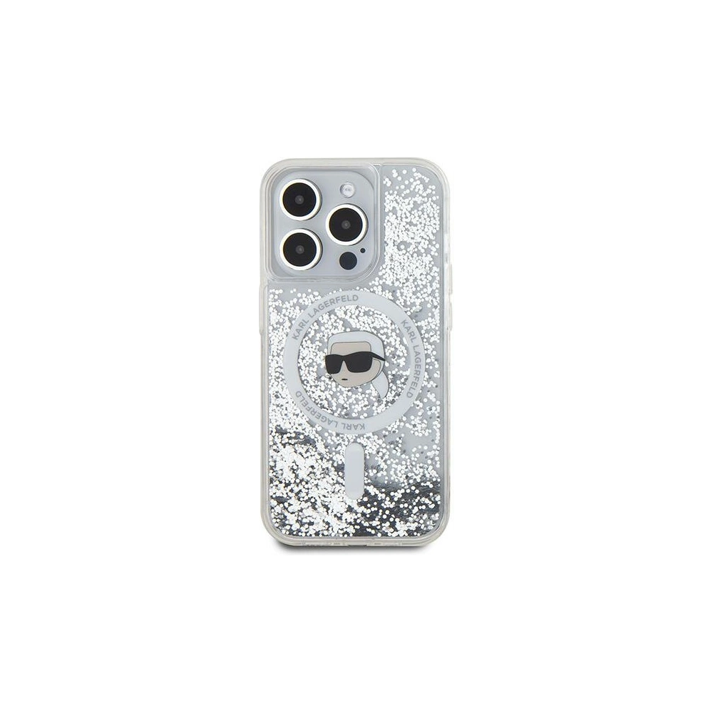Wholesale Karl Lagerfeld KLHMP15XLGKISGH Apple iPhone 15 Pro Max hardcase Liquid Glitter Karl Head Magsafe transparent - KLD2095 - {ean13} - Hurt