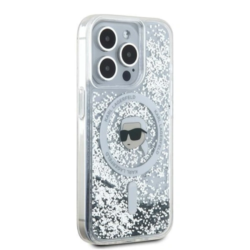 Etui Karl Lagerfeld KLHMP15XLGKISGH Apple iPhone 15 Pro Max hardcase Liquid Glitter Karl Head Magsafe transparent