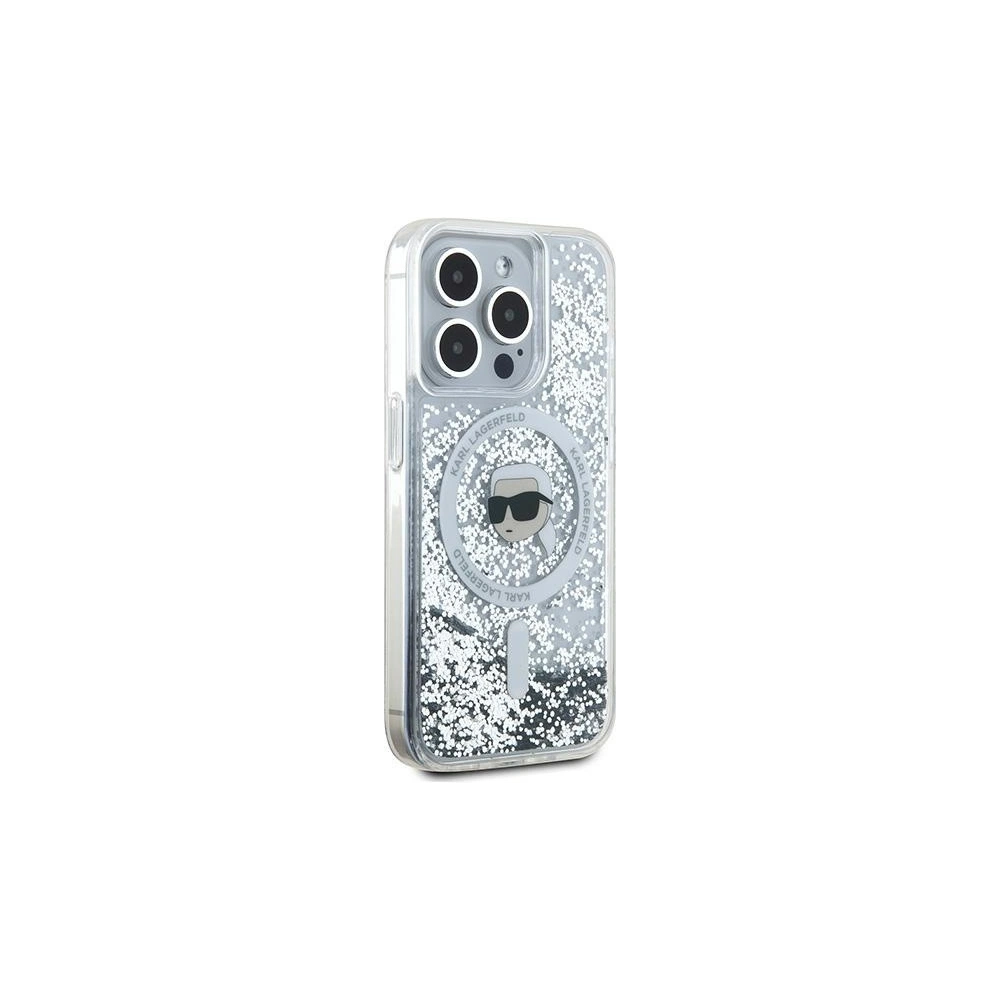 Wholesale Karl Lagerfeld KLHMP15XLGKISGH Apple iPhone 15 Pro Max hardcase Liquid Glitter Karl Head Magsafe transparent - KLD2095 - {ean13} - Hurt
