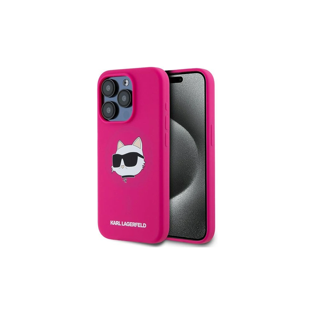 Wholesale Karl Lagerfeld KLHMP15XSCHPPLF Apple iPhone 15 Pro Max hardcase Silicone Choupette Head MagSafe fuschia - KLD2096 - {ean13} - Hurt