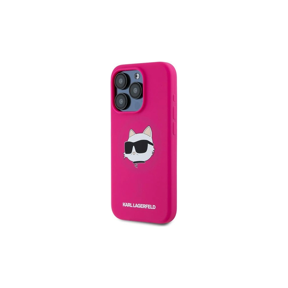 Wholesale Karl Lagerfeld KLHMP15XSCHPPLF Apple iPhone 15 Pro Max hardcase Silicone Choupette Head MagSafe fuschia - KLD2096 - {ean13} - Hurt