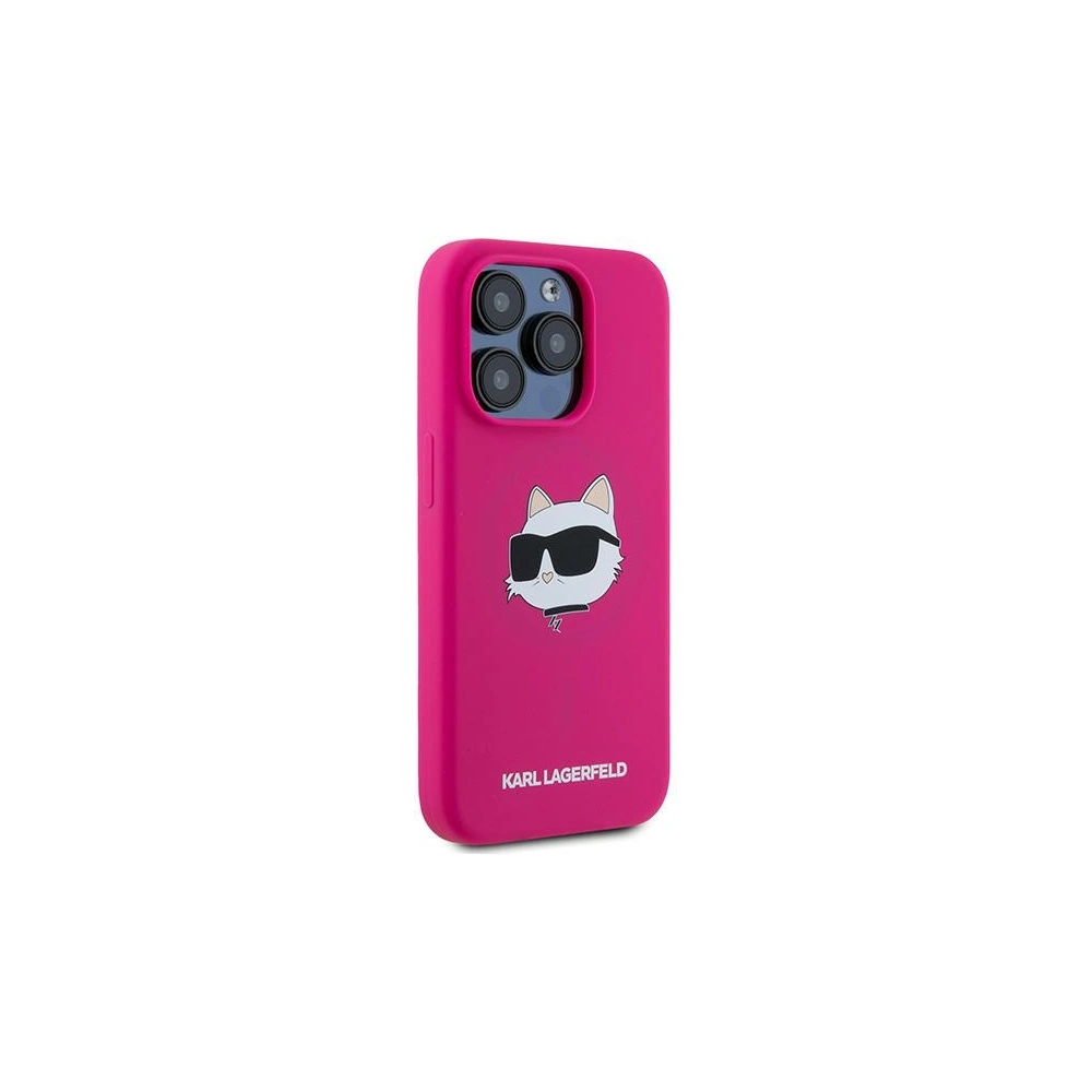 Wholesale Karl Lagerfeld KLHMP15XSCHPPLF Apple iPhone 15 Pro Max hardcase Silicone Choupette Head MagSafe fuschia - KLD2096 - {ean13} - Hurt