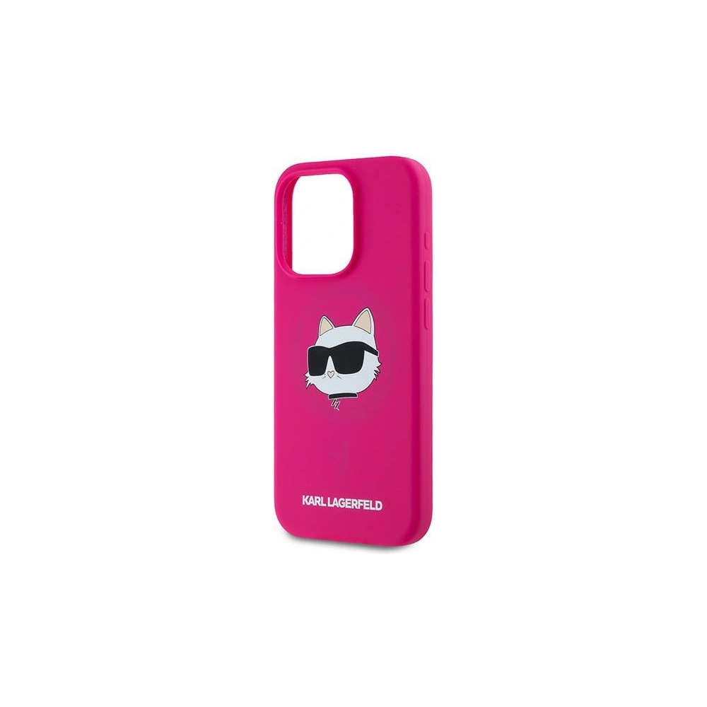 Wholesale Karl Lagerfeld KLHMP15XSCHPPLF Apple iPhone 15 Pro Max hardcase Silicone Choupette Head MagSafe fuschia - KLD2096 - {ean13} - Hurt