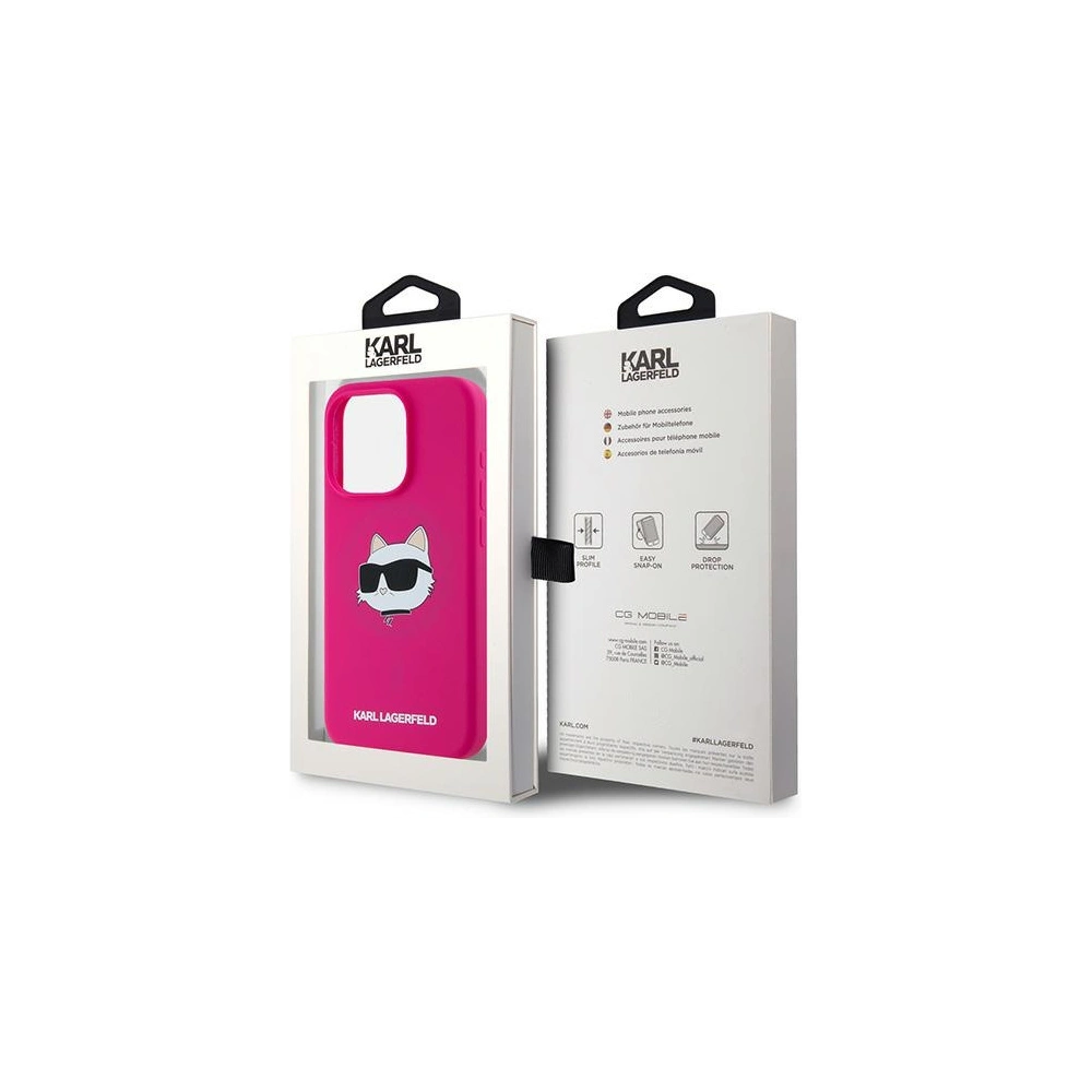 Wholesale Karl Lagerfeld KLHMP15XSCHPPLF Apple iPhone 15 Pro Max hardcase Silicone Choupette Head MagSafe fuschia - KLD2096 - {ean13} - Hurt