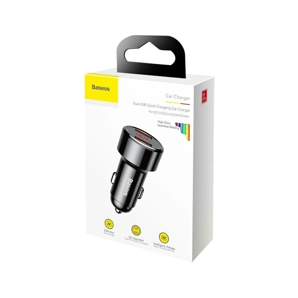 Hurtownia GSM - Ładowarka samochodowa Baseus Magic 2x USB QC 3.0 45W (czarna) - BSU698BLK - {ean13} - Hurt