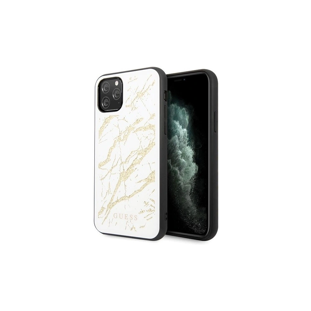 Guess GUHCN65MGGWH iPhone 11 Pro Max white hard case Glitter Marble Glass