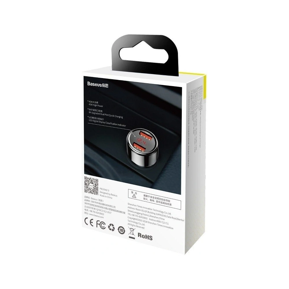 Hurtownia GSM - Ładowarka samochodowa Baseus Magic 2x USB QC 3.0 45W (czarna) - BSU698BLK - {ean13} - Hurt