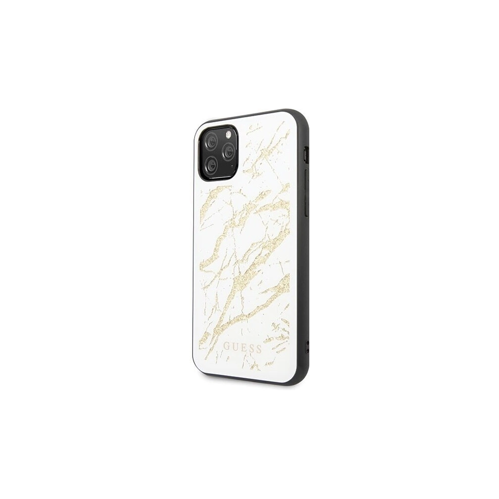 Guess GUHCN65MGGWH iPhone 11 Pro Max white hard case Glitter Marble Glass