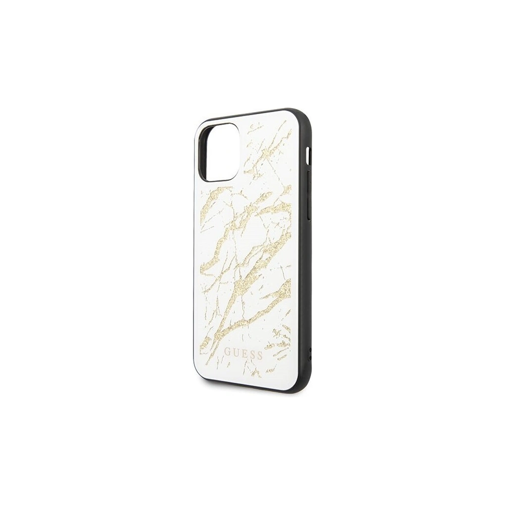 Guess GUHCN65MGGWH iPhone 11 Pro Max white hard case Glitter Marble Glass
