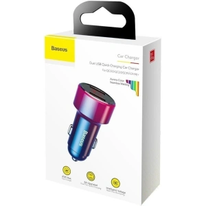 Car charger Baseus Magic 2x USB QC 3.0 45W Red&Blue