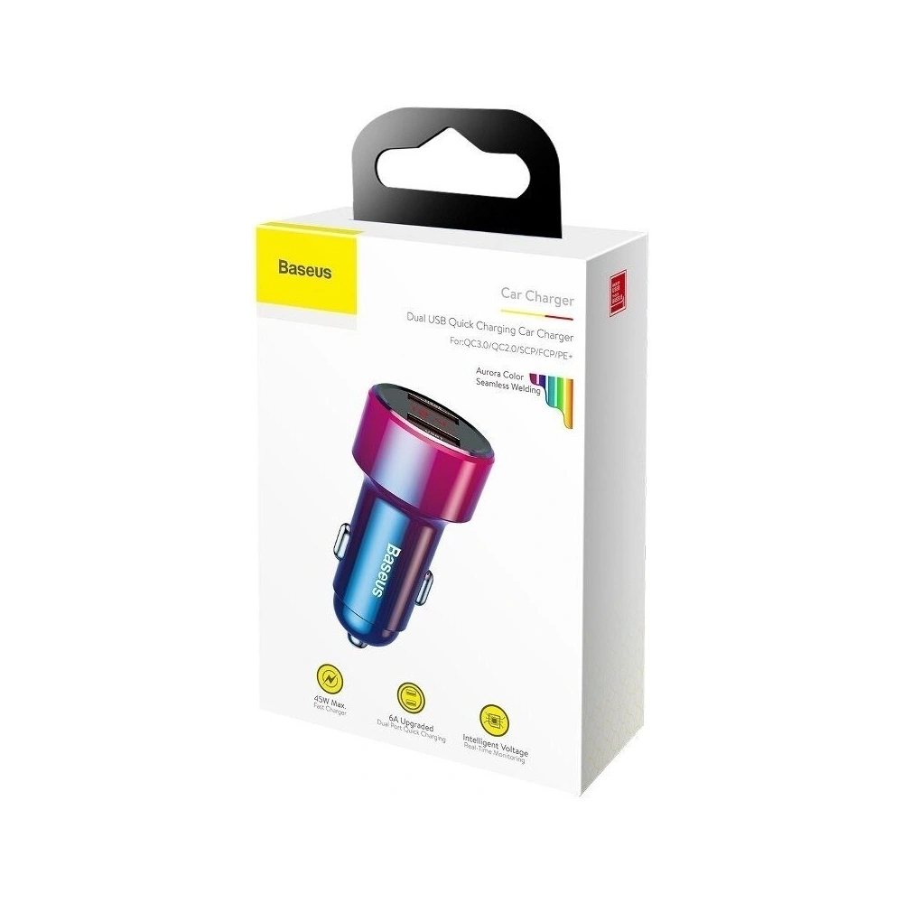 Wholesale Car charger Baseus Magic 2x USB QC 3.0 45W Red&Blue - BSU701REDBLU - {ean13} - Hurt