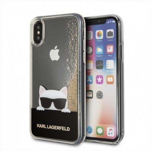 Karl Lagerfeld Distributor - 3700740410394 - KLD195GLD - Karl Lagerfeld KLHCPXCHPEEGO iPhone X gold hard case Liquid Glitter - B2B homescreen