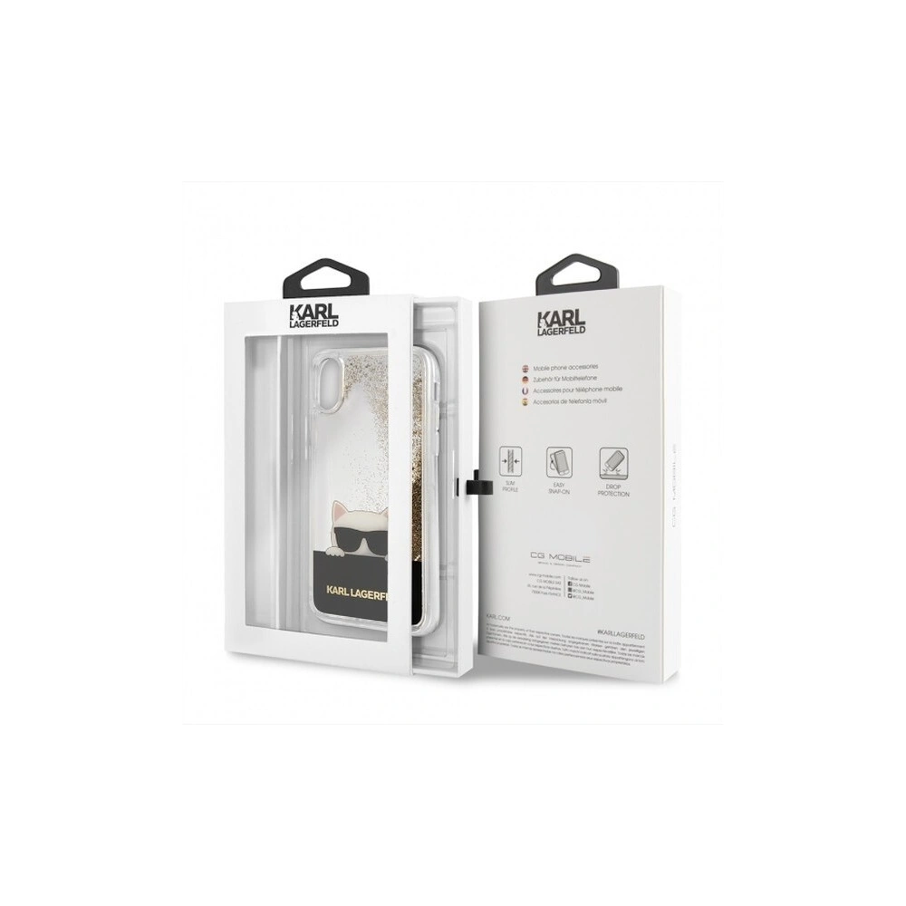 Hurtownia GSM - Karl Lagerfeld KLHCPXCHPEEGO iPhone X gold/złoty hard case Liquid Glitter - KLD195GLD - {ean13} - Hurt