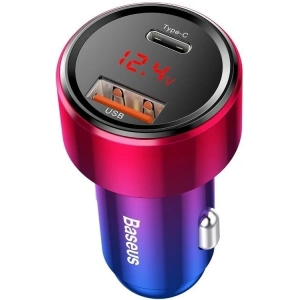 Ładowarka samochodowa Baseus Magic USB + USB-C QC 4.0  PD 45W (czerwono-niebieska)