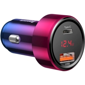 Ładowarka samochodowa Baseus Magic USB + USB-C QC 4.0  PD 45W (czerwono-niebieska)