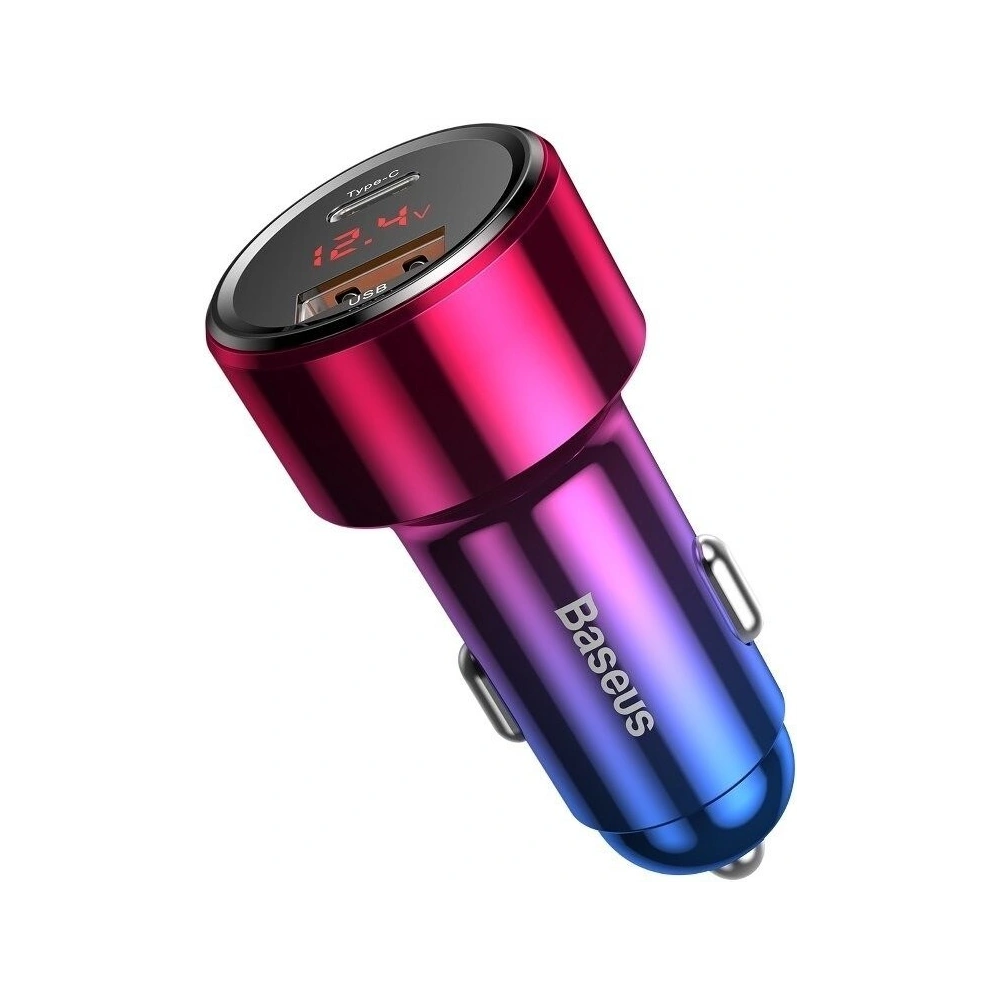 Hurtownia GSM - Ładowarka samochodowa Baseus Magic USB + USB-C QC 4.0 PD 45W (czerwono-niebieska) - BSU702REDBLU - {ean13} - Hurt