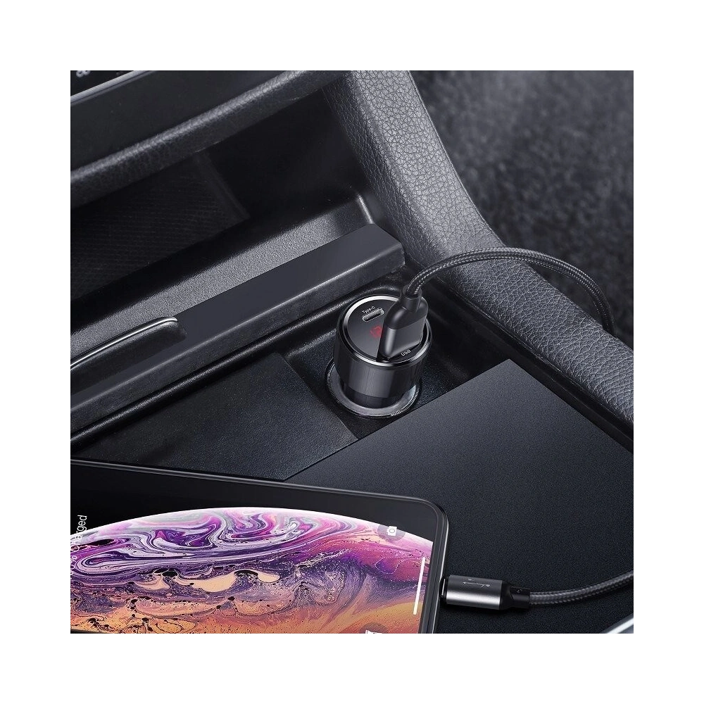 Hurtownia GSM - Ładowarka samochodowa Baseus Magic USB + USB-C QC 4.0 PD 45W (czarna) - BSU704BLK - {ean13} - Hurt