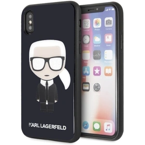 Hurtownia GSM - Karl Lagerfeld KLHCPXDLFKBK husă din plastic dur pentru iPhone X/Xs neagră navy Iconic Karl Glitter - KLD196NAVBLK - {ean13} - Hurt