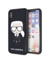 Karl Lagerfeld KLHCPXDLFKBK husă din plastic dur pentru iPhone X/Xs neagră navy Iconic Karl Glitter