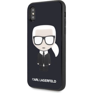Hurtownia GSM - Karl Lagerfeld KLHCPXDLFKBK husă din plastic dur pentru iPhone X/Xs neagră navy Iconic Karl Glitter - KLD196NAVBLK - {ean13} - Hurt
