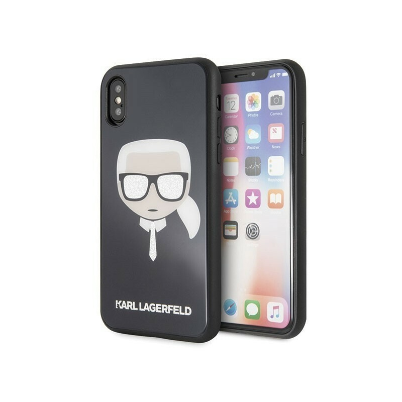 Karl Lagerfeld Distributor - 3700740444740 - KLD197BLK - Karl Lagerfeld KLHCPXDLHBK iPhone X/Xs black Iconic Glitter Karl`s Head - B2B homescreen