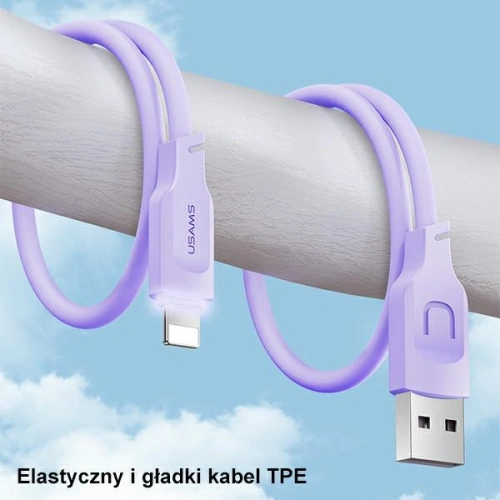 [OUTLET] Kabel USAMS Lithe Series USB/Lightning Fast Charging 2,4A 1,2m purpurowy/purple (US-SJ565)