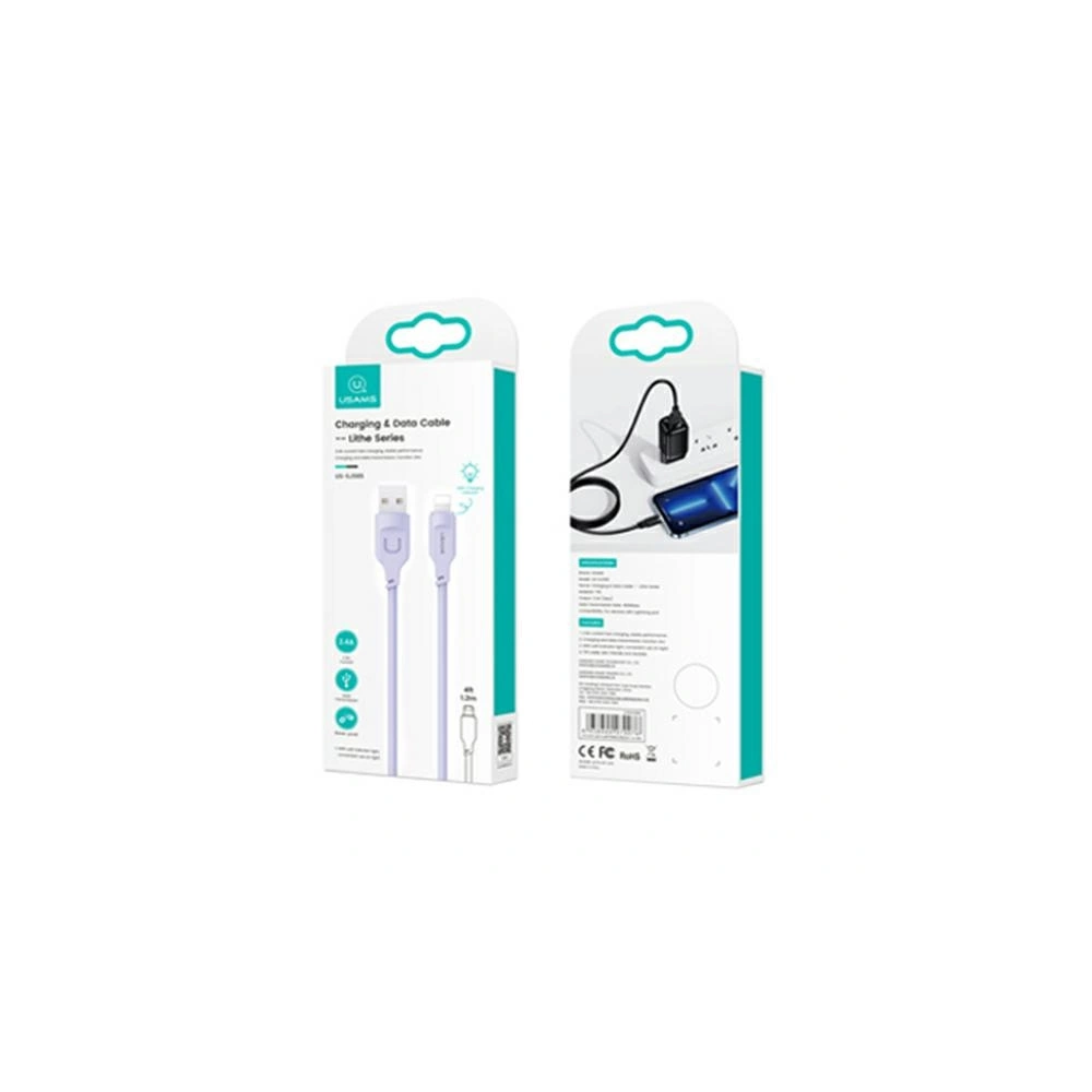 Wholesale [OUTLET] USAMS Lithe Series Cable USB/Lightning Fast Charging 2,4A 1,2m purple (US-SJ565) - OT-697 - {ean13} - Hurt