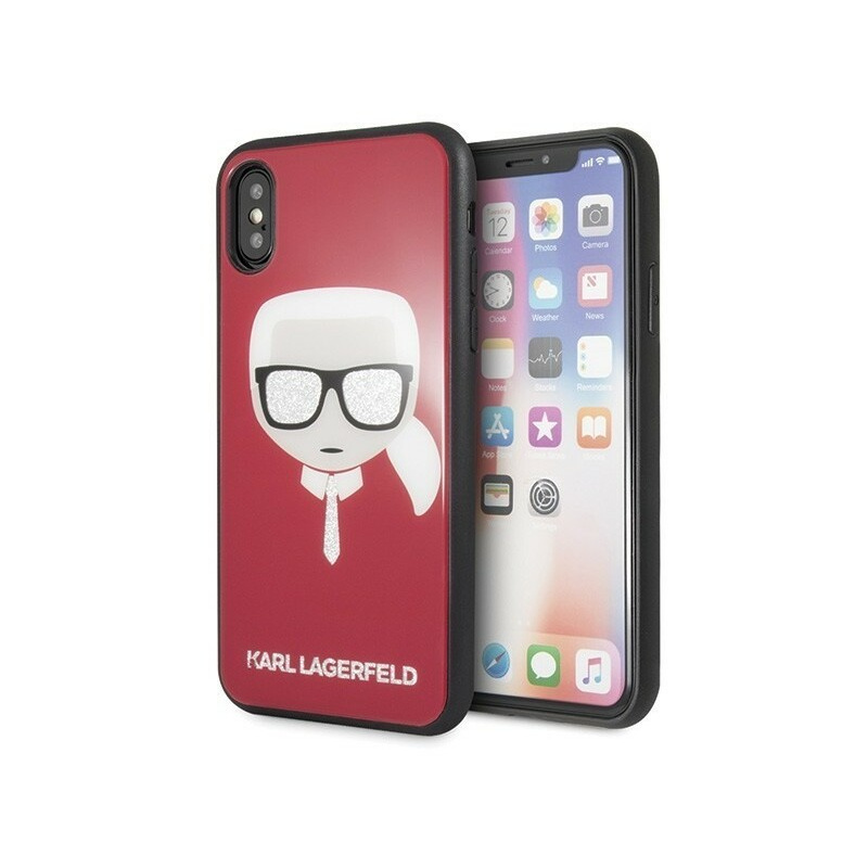 Karl Lagerfeld Distributor - 3700740444818 - KLD198RED - Karl Lagerfeld KLHCPXDLHRE iPhone X/Xs red Iconic Glitter Karl`s Head - B2B homescreen