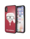 Karl Lagerfeld KLHCPXDLHRE iPhone X/Xs roșu/red Iconic Glitter Karl`s Head