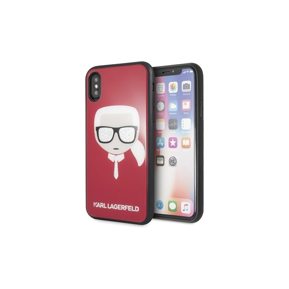 Hurtownia GSM - Karl Lagerfeld KLHCPXDLHRE iPhone X/Xs czerwony/red Iconic Glitter Karl`s Head - KLD198RED - {ean13} - Hurt