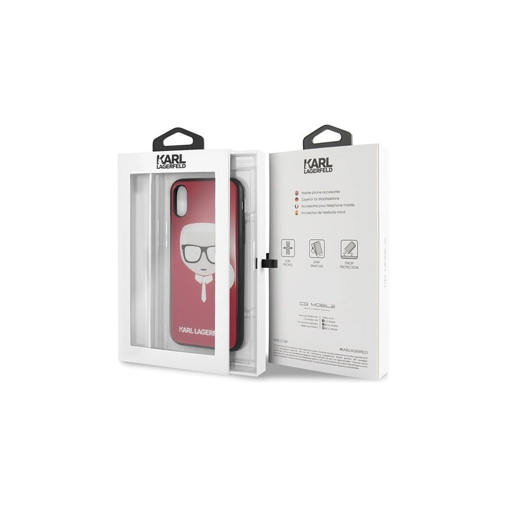 Hurtownia GSM - Karl Lagerfeld KLHCPXDLHRE iPhone X/Xs czerwony/red Iconic Glitter Karl`s Head - KLD198RED - {ean13} - Hurt