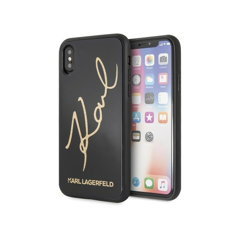 Karl Lagerfeld Distributor - 3700740445020 - KLD199BLK - Karl Lagerfeld KLHCPXDLKSBK iPhone X/Xs black hard case Signature Glitter - B2B homescreen